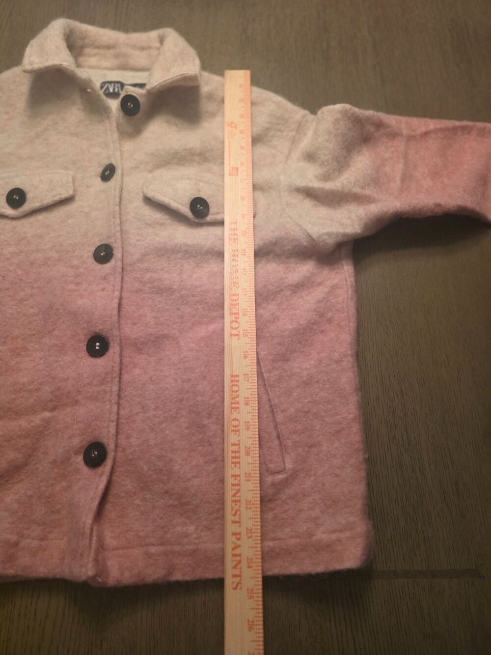 Zara Pink Beige Ombre Button Front Shacket size M EUC - Picture 6 of 7